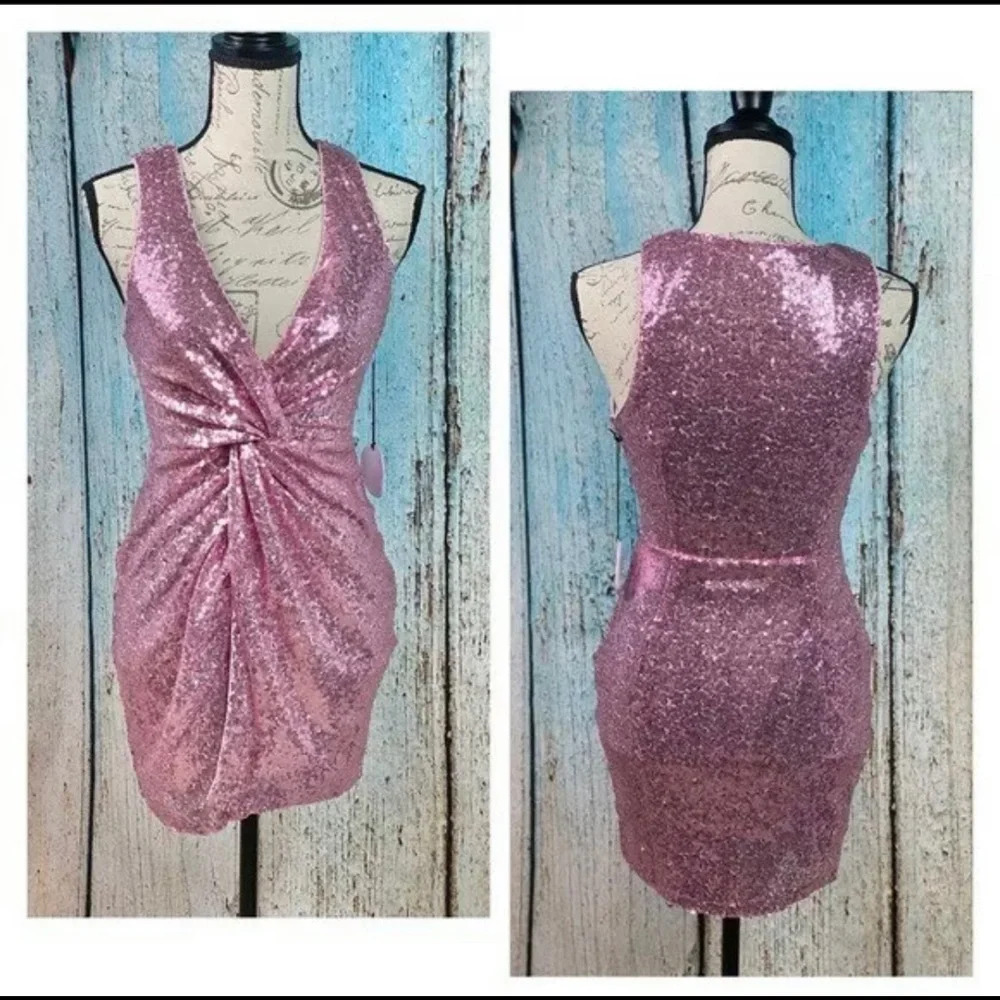 ABOUT US REVOLVE NWT Pink Violet Sequin Becky Dress - Picture 4 of 12